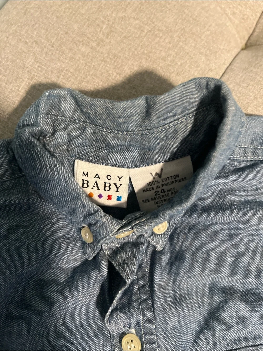 Vintage! Baby Soft Denim Short-Sleeve Romper in Blue